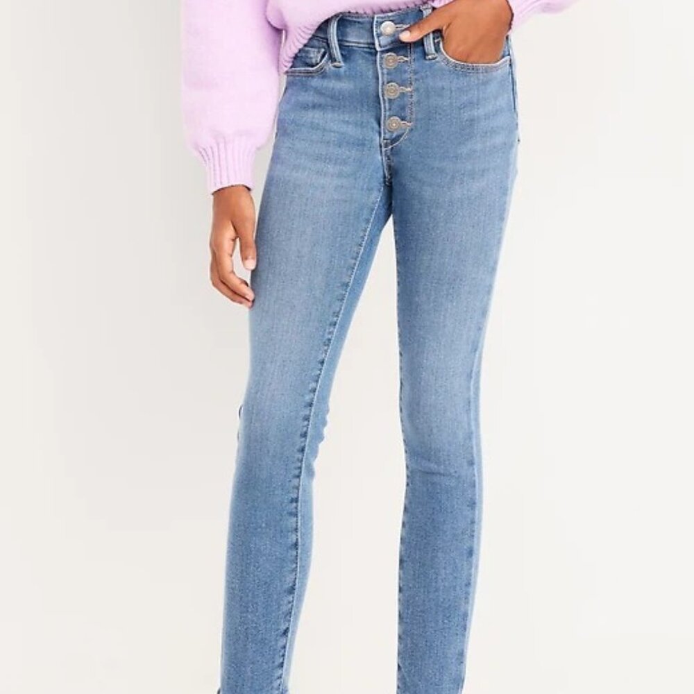 Old Navy Girls High-Waisted Rockstar 360° Stretch Button-Fly Jeggings Size 16